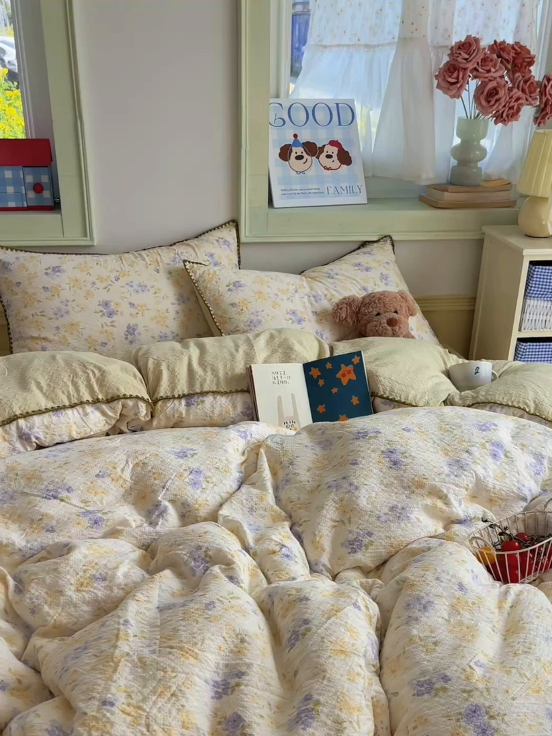 91家纺网 家纺一手货源 找家纺 凯洛奇 2026春夏新款A类高品质泡芙纱贝壳边四件套 紫雾花事