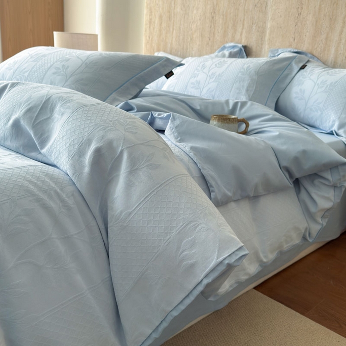 91家纺网 家纺一手货源 找家纺 （总）奈萝家纺 2026新款长绒棉纯棉水洗全棉浮雕提花四件套