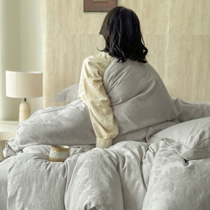 91家纺网 家纺一手货源 找家纺 （总）奈萝家纺 2026新款长绒棉纯棉水洗全棉浮雕提花四件套