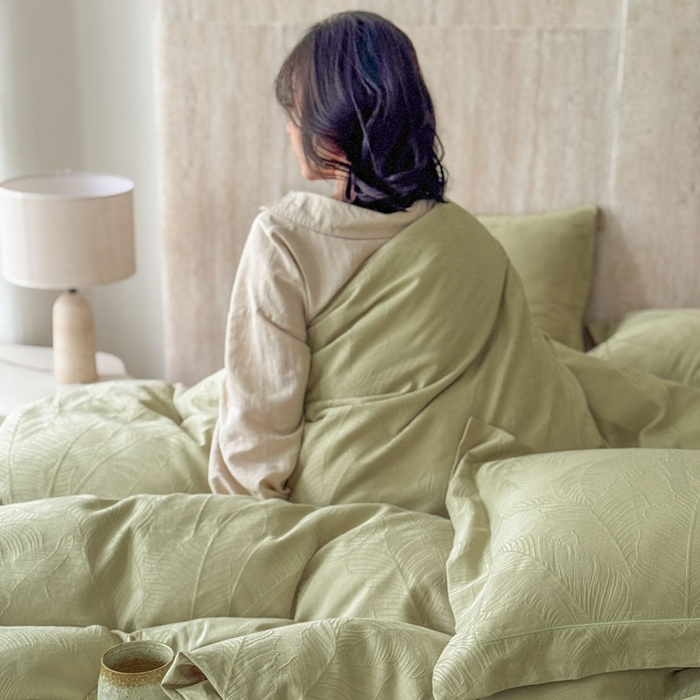 91家纺网 家纺一手货源 找家纺 奈萝家纺 2026新款长绒棉纯棉水洗全棉浮雕提花四件套 悠丽