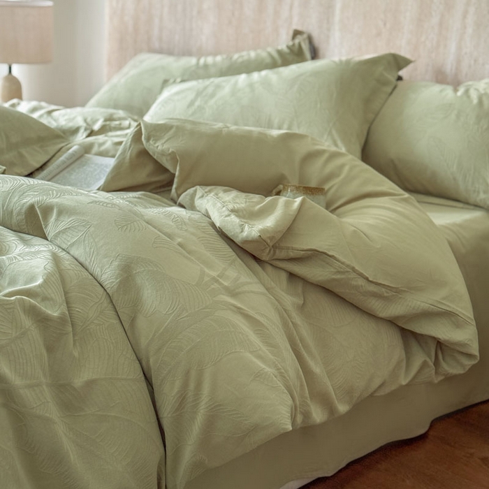 91家纺网 家纺一手货源 找家纺 奈萝家纺 2026新款长绒棉纯棉水洗全棉浮雕提花四件套 悠丽