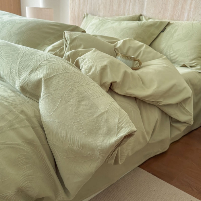 奈萝家纺 2026新款长绒棉纯棉水洗全棉浮雕提花四件套 悠丽