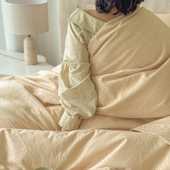 91家纺网 家纺一手货源 找家纺 奈萝家纺 2026新款长绒棉纯棉水洗全棉浮雕提花四件套 罗熙