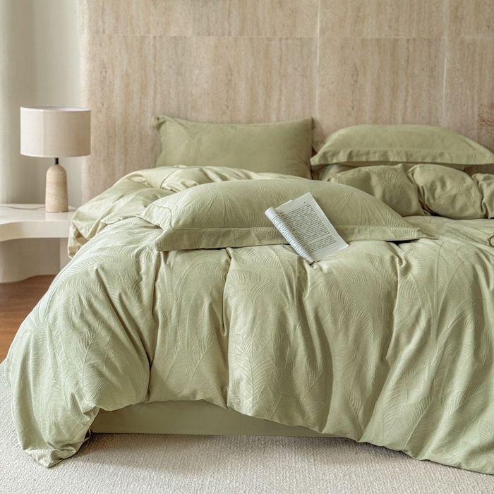 91家纺网 家纺一手货源 找家纺 奈萝家纺 2026新款长绒棉纯棉水洗全棉浮雕提花四件套 悠丽