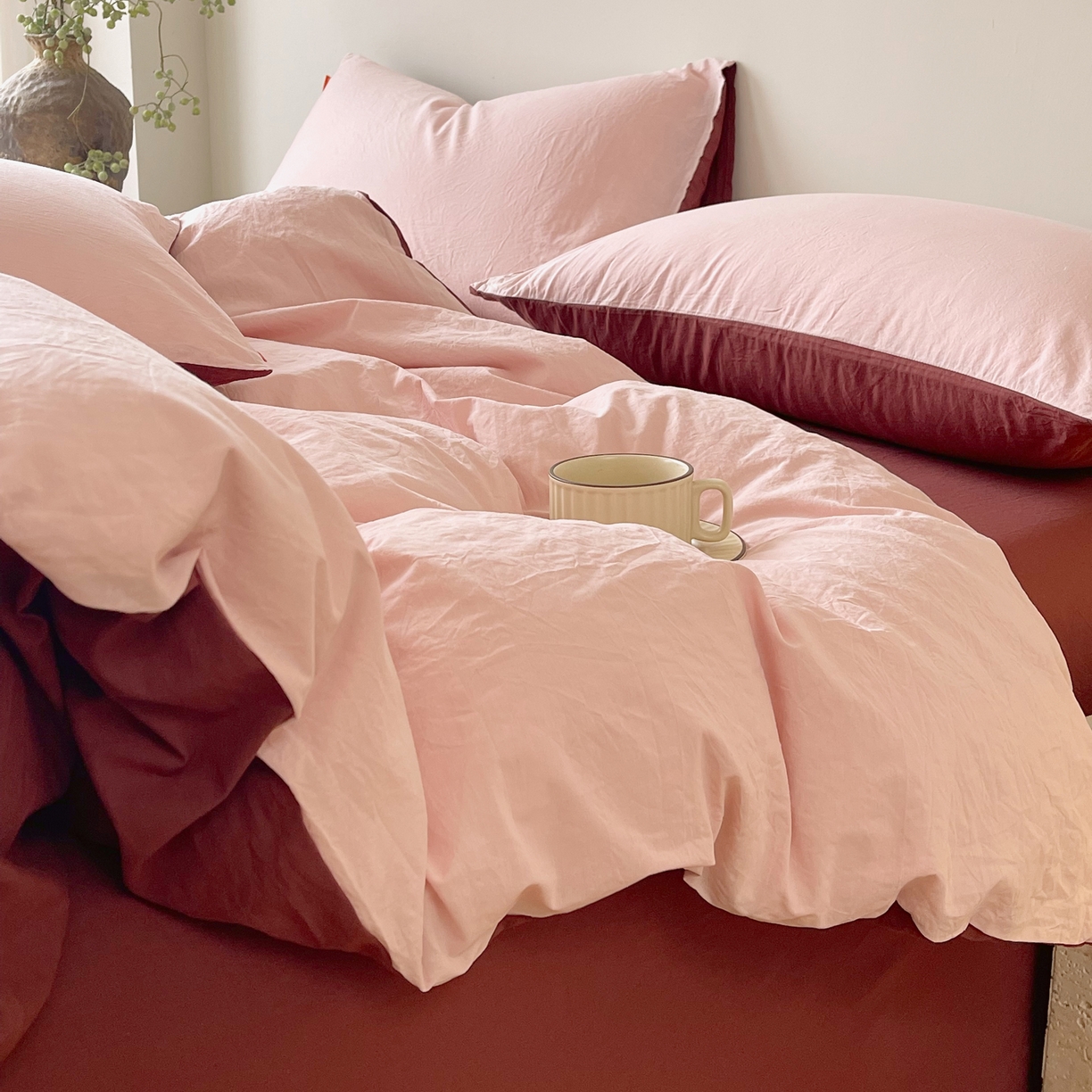 91家纺网 家纺一手货源 找家纺 （总）春皖家纺 2026春夏新款双拼全棉纯棉水洗棉四件套