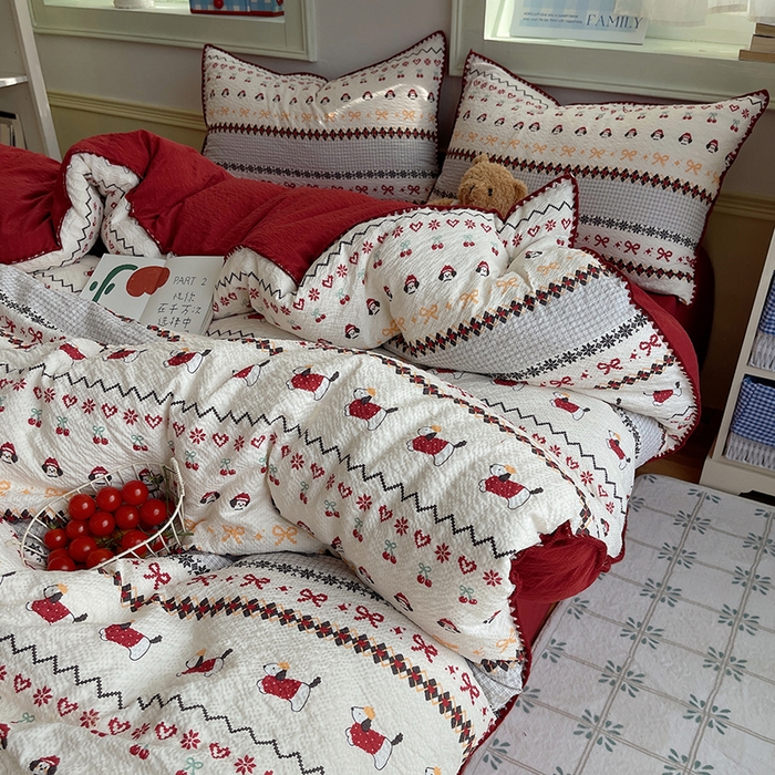 凯洛奇 2026春夏新款A类高品质泡芙纱贝壳边四件套 小狗派对