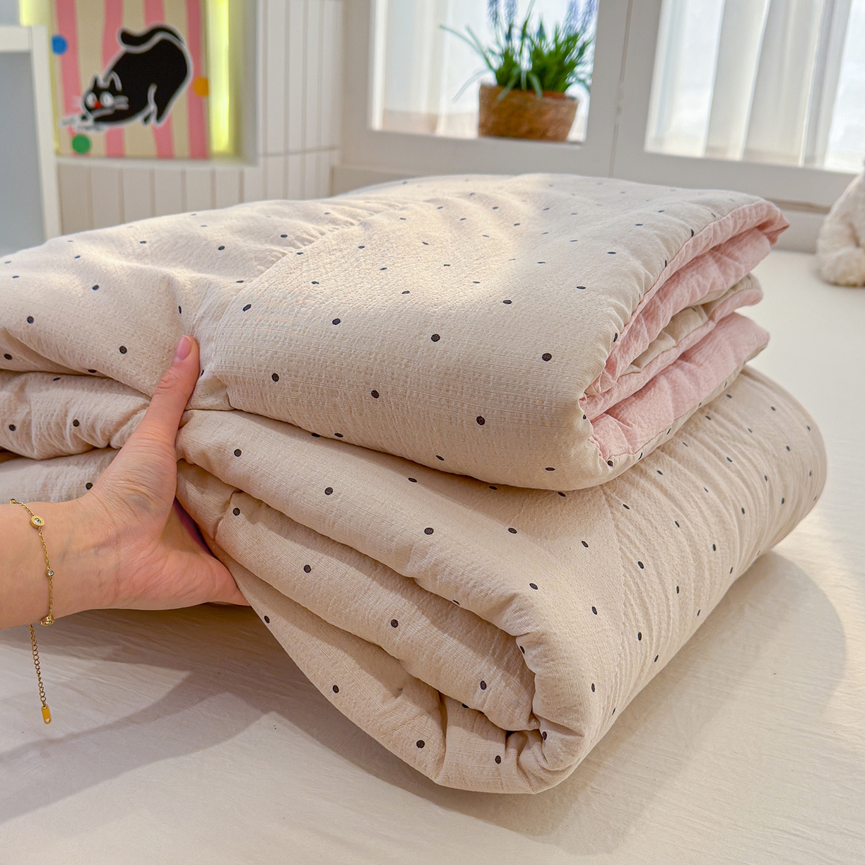 91家纺网 家纺一手货源 找家纺 （总）弗苓家纺 2026新款A类云感有氧双层纱夏被夏凉被