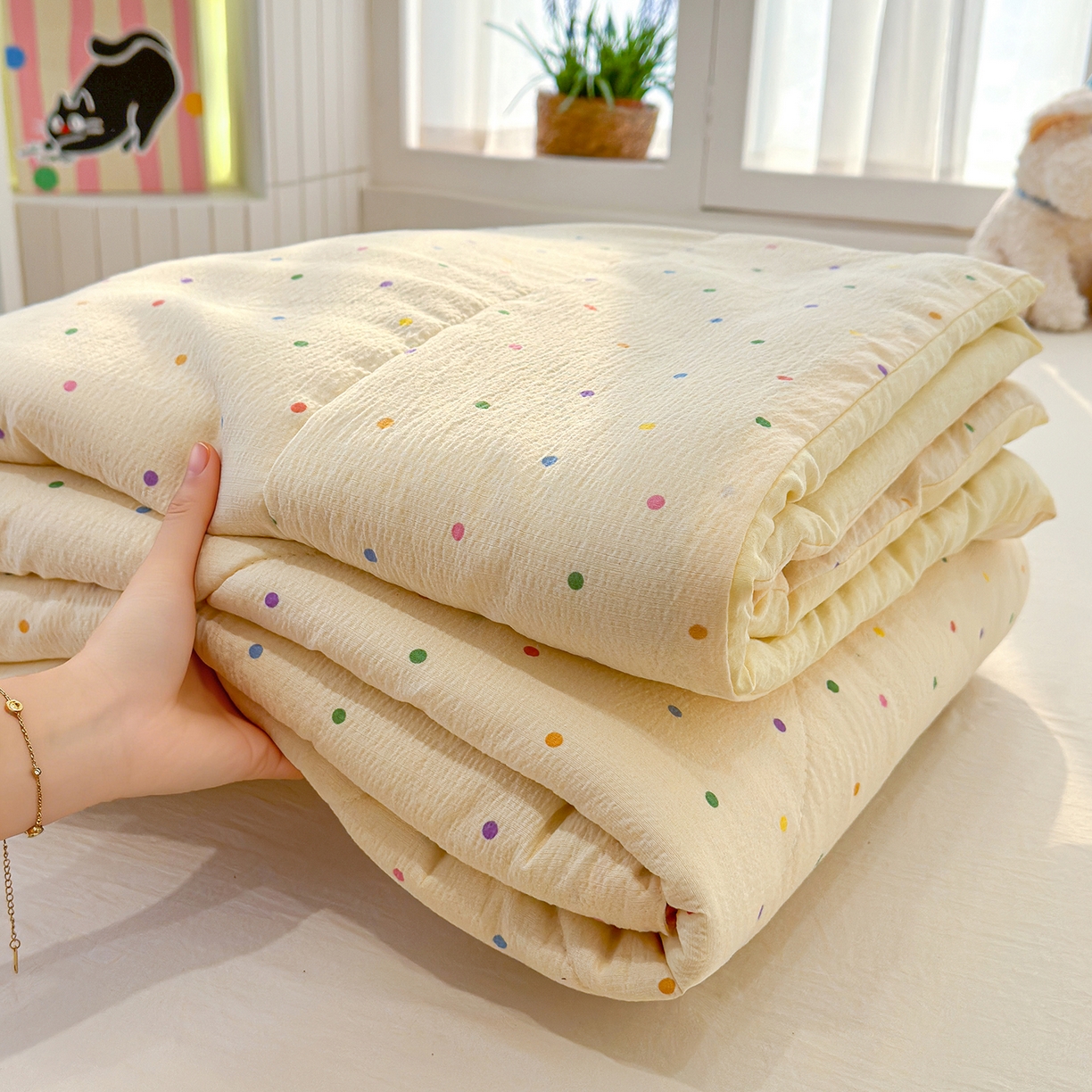 91家纺网 家纺一手货源 找家纺 （总）弗苓家纺 2026新款A类云感有氧双层纱夏被夏凉被