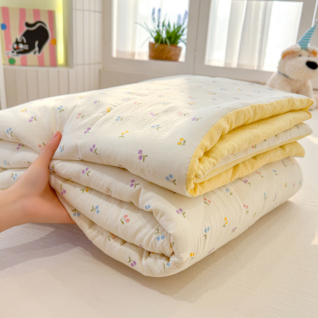 91家纺网 家纺一手货源 找家纺 （总）弗苓家纺 2026新款A类云感有氧双层纱夏被夏凉被