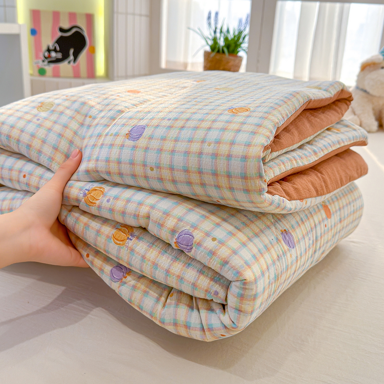 91家纺网 家纺一手货源 找家纺 （总）弗苓家纺 2026新款A类云感有氧双层纱夏被夏凉被