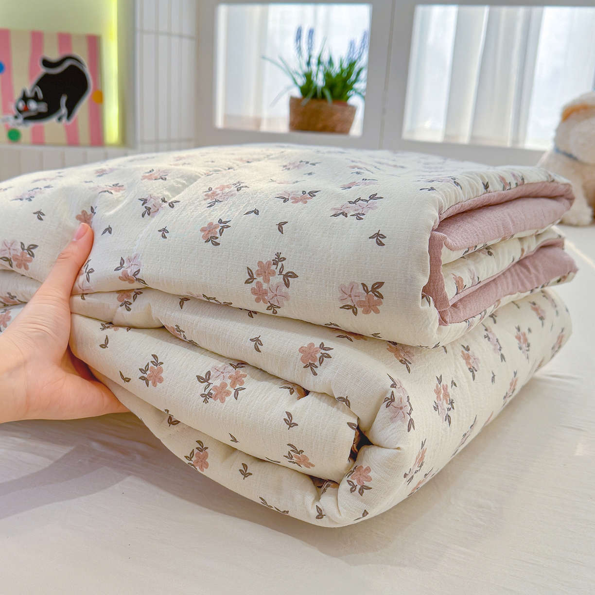 91家纺网 家纺一手货源 找家纺 （总）弗苓家纺 2026新款A类云感有氧双层纱夏被夏凉被