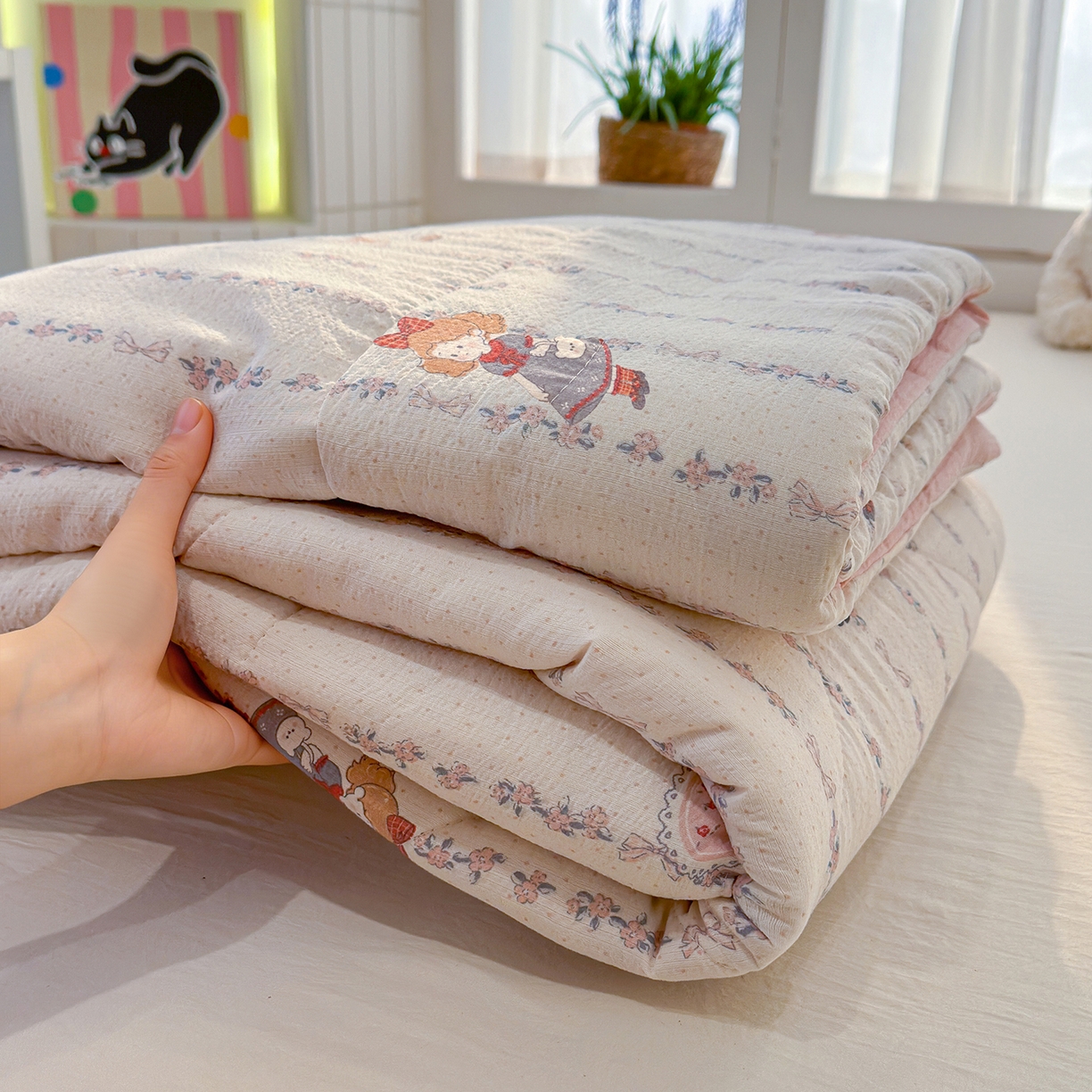 91家纺网 家纺一手货源 找家纺 （总）弗苓家纺 2026新款A类云感有氧双层纱夏被夏凉被