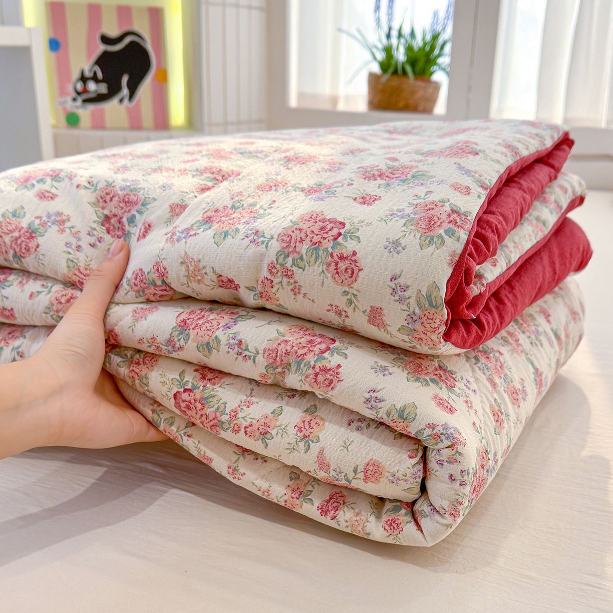 91家纺网 家纺一手货源 找家纺 （总）弗苓家纺 2026新款A类云感有氧双层纱夏被夏凉被