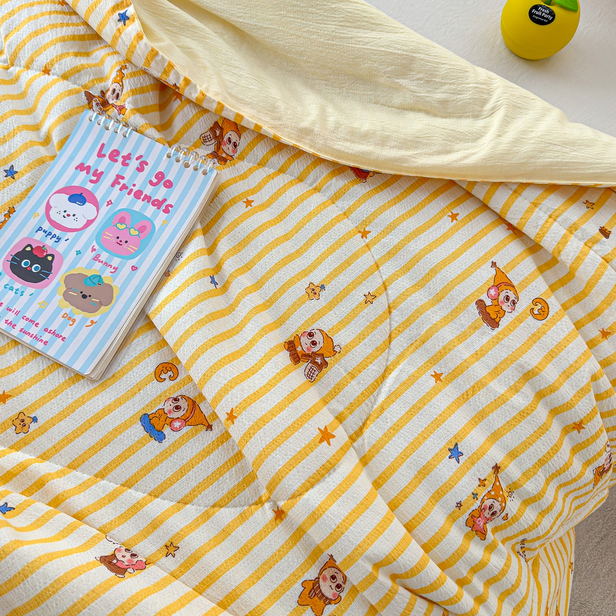 91家纺网 家纺一手货源 找家纺 弗苓家纺 2026新款A类云感有氧双层纱夏被夏凉被 星星人