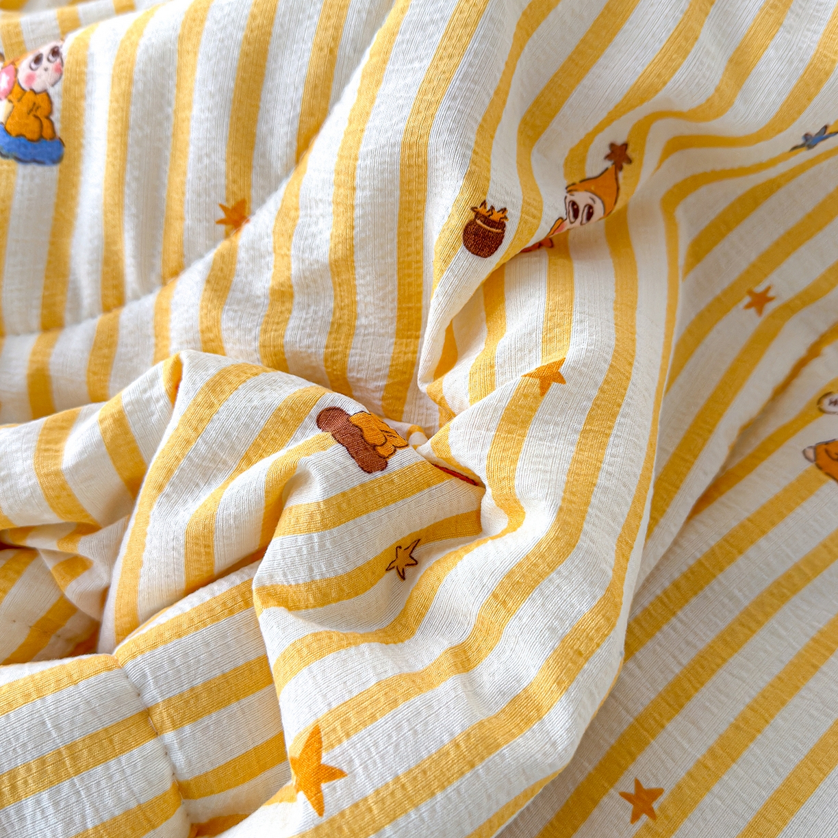 91家纺网 家纺一手货源 找家纺 弗苓家纺 2026新款A类云感有氧双层纱夏被夏凉被 星星人