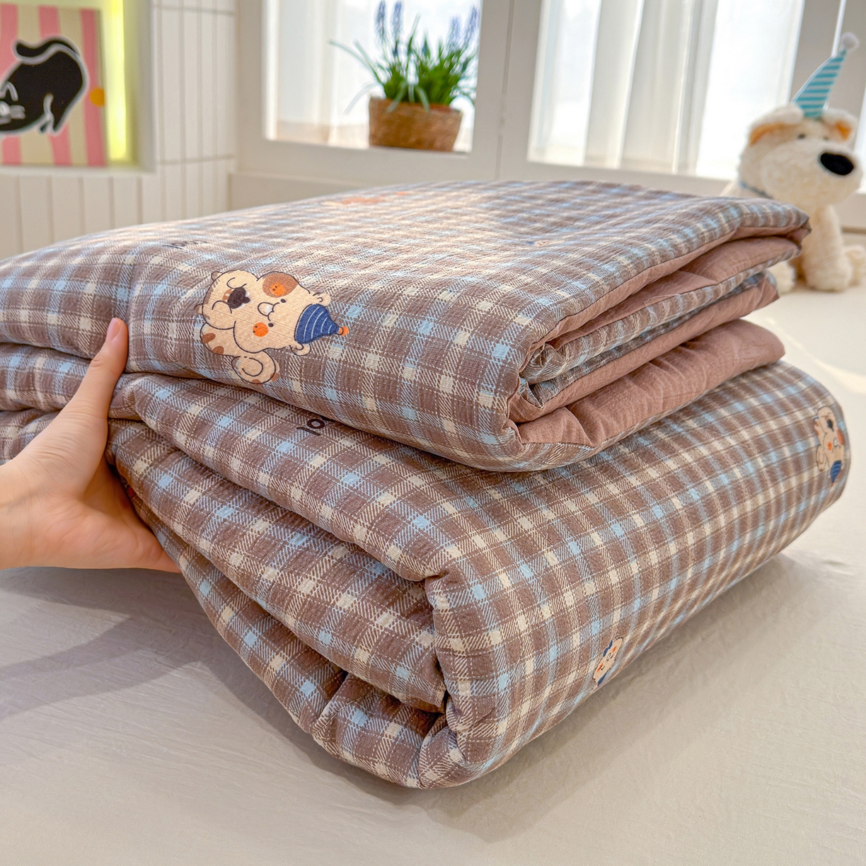 弗苓家纺 2026新款A类云感有氧双层纱夏被夏凉被 英伦小熊