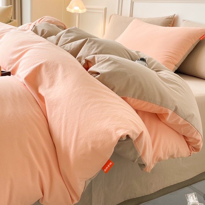 91家纺网 家纺一手货源 找家纺 （总）春皖家纺 2026春夏新款双拼全棉纯棉水洗棉四件套