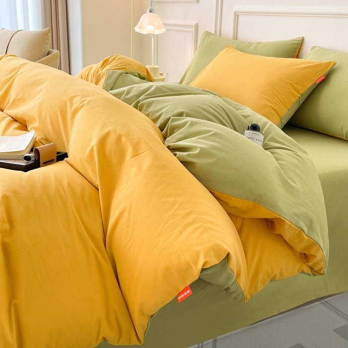 91家纺网 家纺一手货源 找家纺 （总）春皖家纺 2026春夏新款双拼全棉纯棉水洗棉四件套