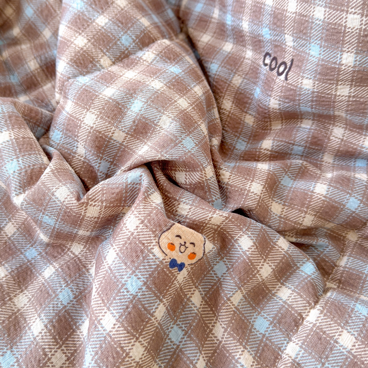 91家纺网 家纺一手货源 找家纺 弗苓家纺 2026新款A类云感有氧双层纱夏被夏凉被 英伦小熊