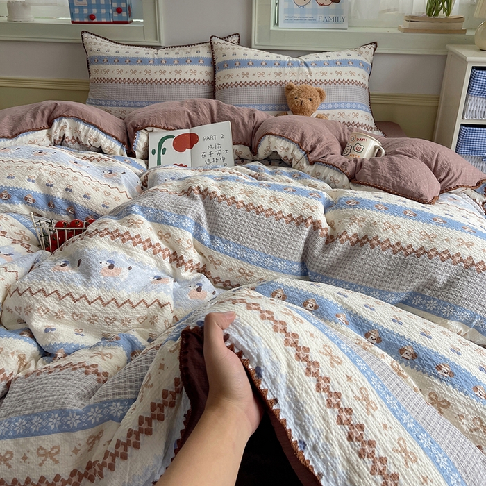 91家纺网 家纺一手货源 找家纺 （总）凯洛奇 2026春夏新款A类高品质泡芙纱贝壳边四件套