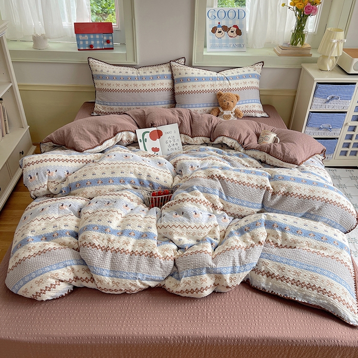 91家纺网 家纺一手货源 找家纺 （总）凯洛奇 2026春夏新款A类高品质泡芙纱贝壳边四件套