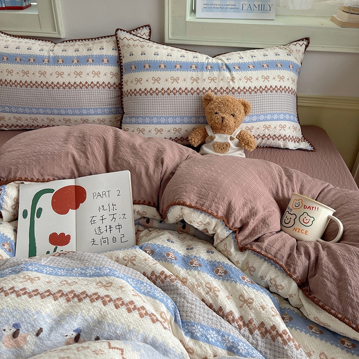 91家纺网 家纺一手货源 找家纺 （总）凯洛奇 2026春夏新款A类高品质泡芙纱贝壳边四件套