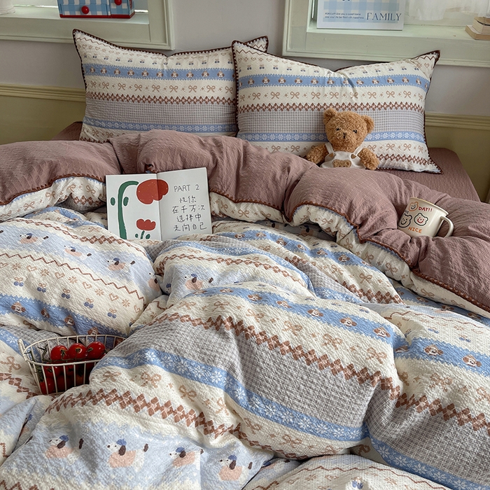 91家纺网 家纺一手货源 找家纺 （总）凯洛奇 2026春夏新款A类高品质泡芙纱贝壳边四件套