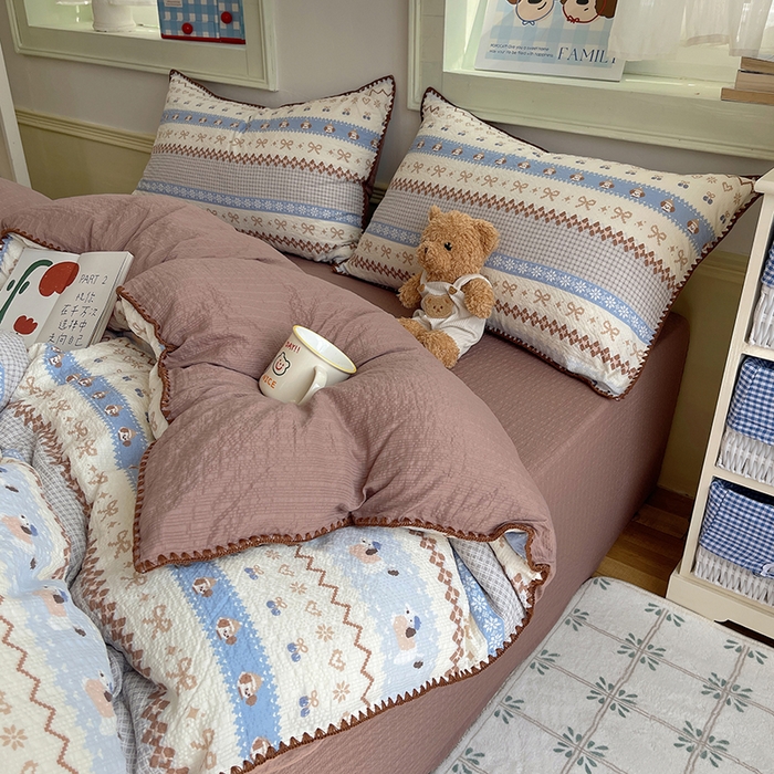 91家纺网 家纺一手货源 找家纺 （总）凯洛奇 2026春夏新款A类高品质泡芙纱贝壳边四件套