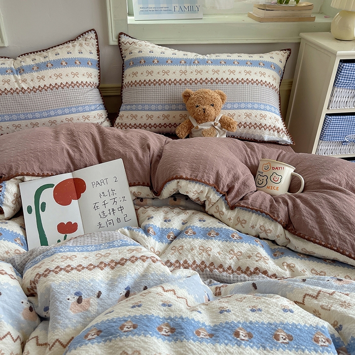 91家纺网 家纺一手货源 找家纺 （总）凯洛奇 2026春夏新款A类高品质泡芙纱贝壳边四件套