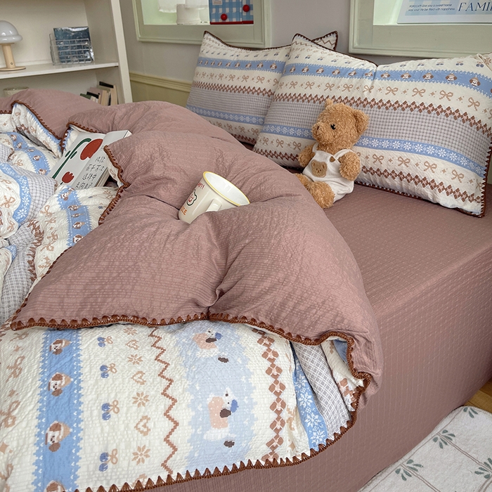 91家纺网 家纺一手货源 找家纺 （总）凯洛奇 2026春夏新款A类高品质泡芙纱贝壳边四件套