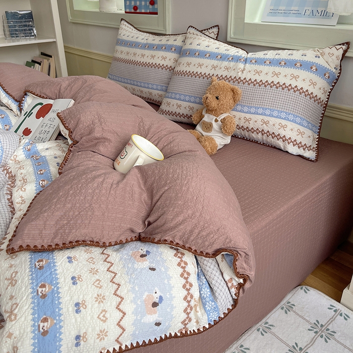 91家纺网 家纺一手货源 找家纺 （总）凯洛奇 2026春夏新款A类高品质泡芙纱贝壳边四件套