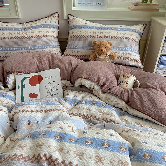 91家纺网 家纺一手货源 找家纺 （总）凯洛奇 2026春夏新款A类高品质泡芙纱贝壳边四件套