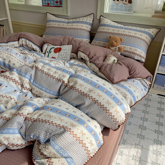 91家纺网 家纺一手货源 找家纺 （总）凯洛奇 2026春夏新款A类高品质泡芙纱贝壳边四件套