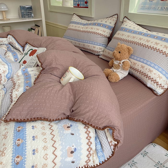 91家纺网 家纺一手货源 找家纺 （总）凯洛奇 2026春夏新款A类高品质泡芙纱贝壳边四件套