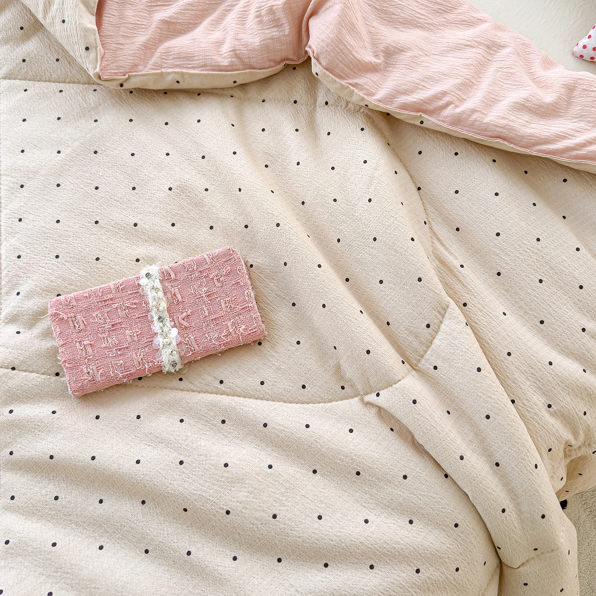 91家纺网 家纺一手货源 找家纺 弗苓家纺 2026新款A类云感有氧双层纱夏被夏凉被 小奶球