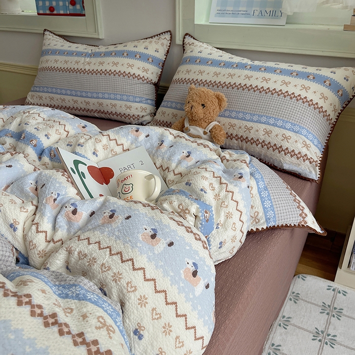 91家纺网 家纺一手货源 找家纺 （总）凯洛奇 2026春夏新款A类高品质泡芙纱贝壳边四件套