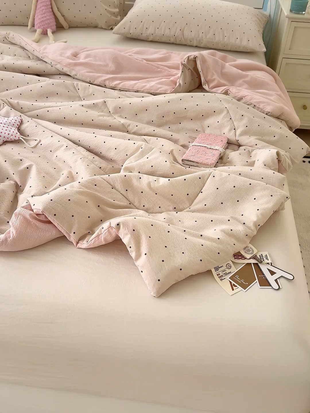 91家纺网 家纺一手货源 找家纺 弗苓家纺 2026新款A类云感有氧双层纱夏被夏凉被 小奶球