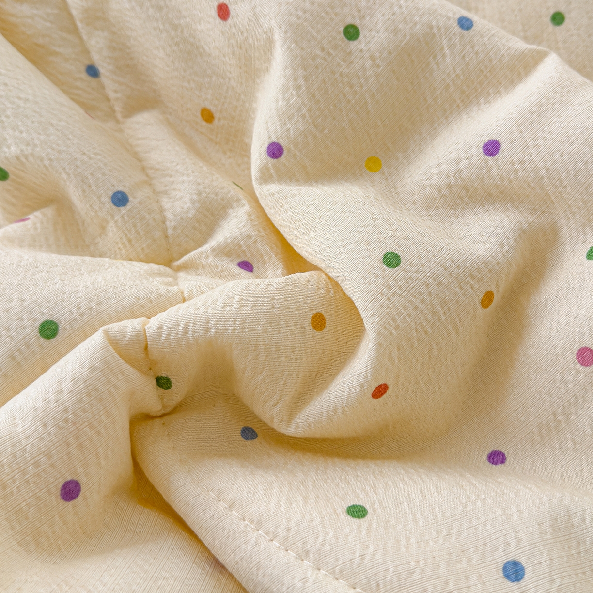 91家纺网 家纺一手货源 找家纺 弗苓家纺 2026新款A类云感有氧双层纱夏被夏凉被 彩波点