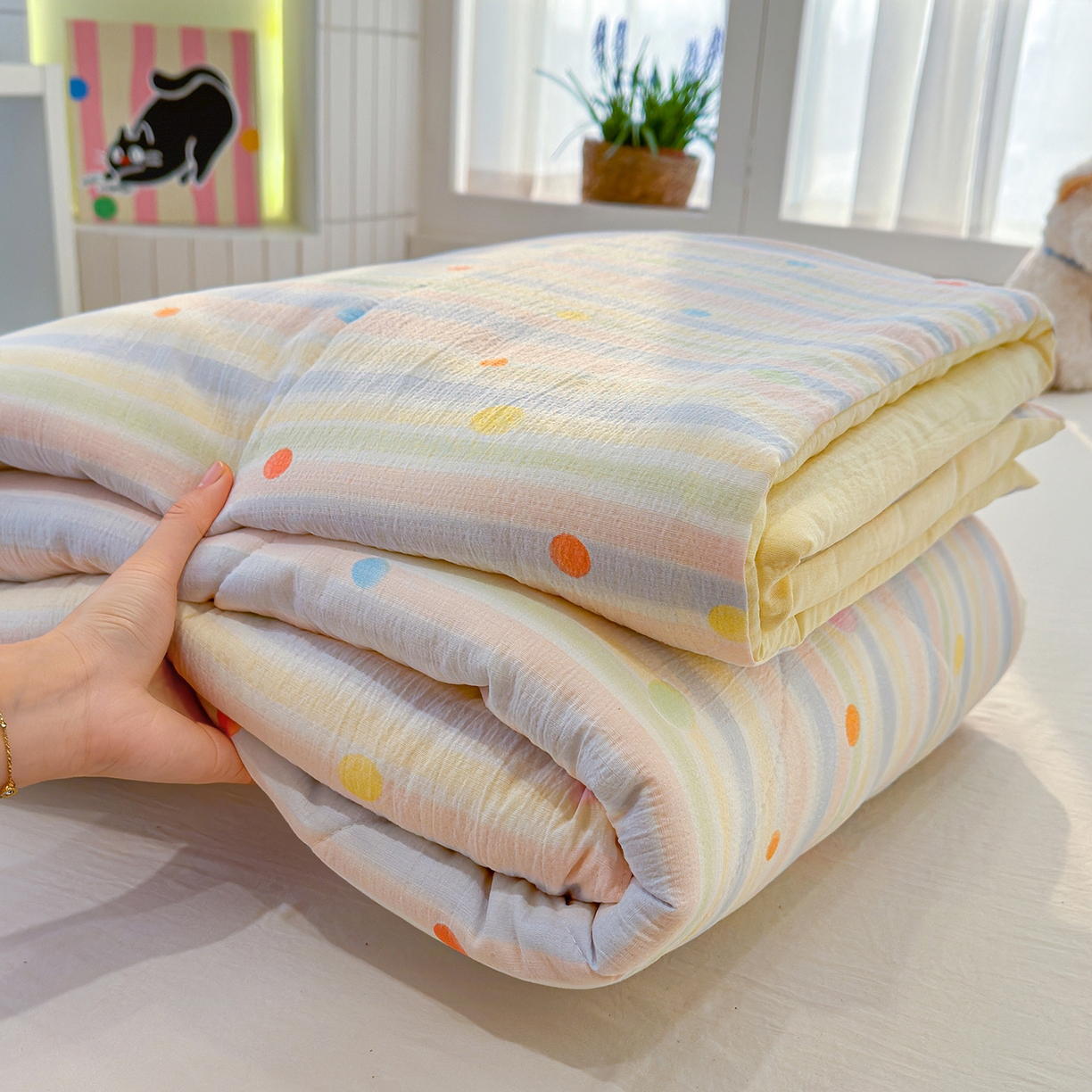弗苓家纺 2026新款A类云感有氧双层纱夏被夏凉被 小时光