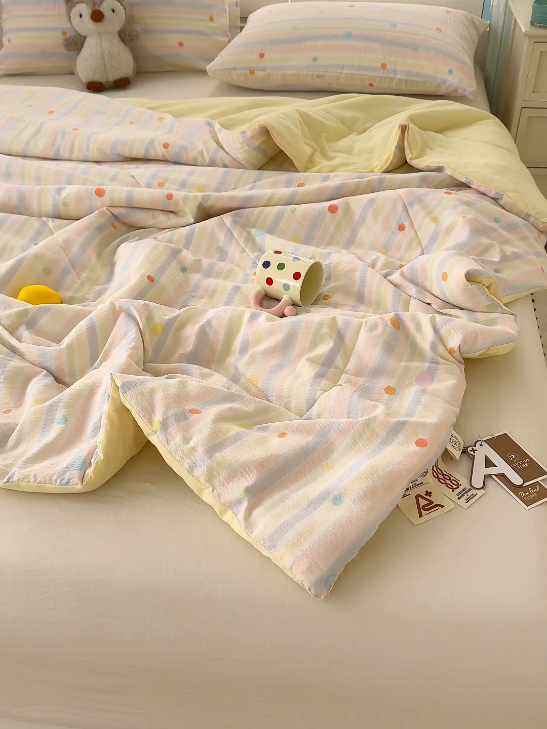 91家纺网 家纺一手货源 找家纺 弗苓家纺 2026新款A类云感有氧双层纱夏被夏凉被 小时光