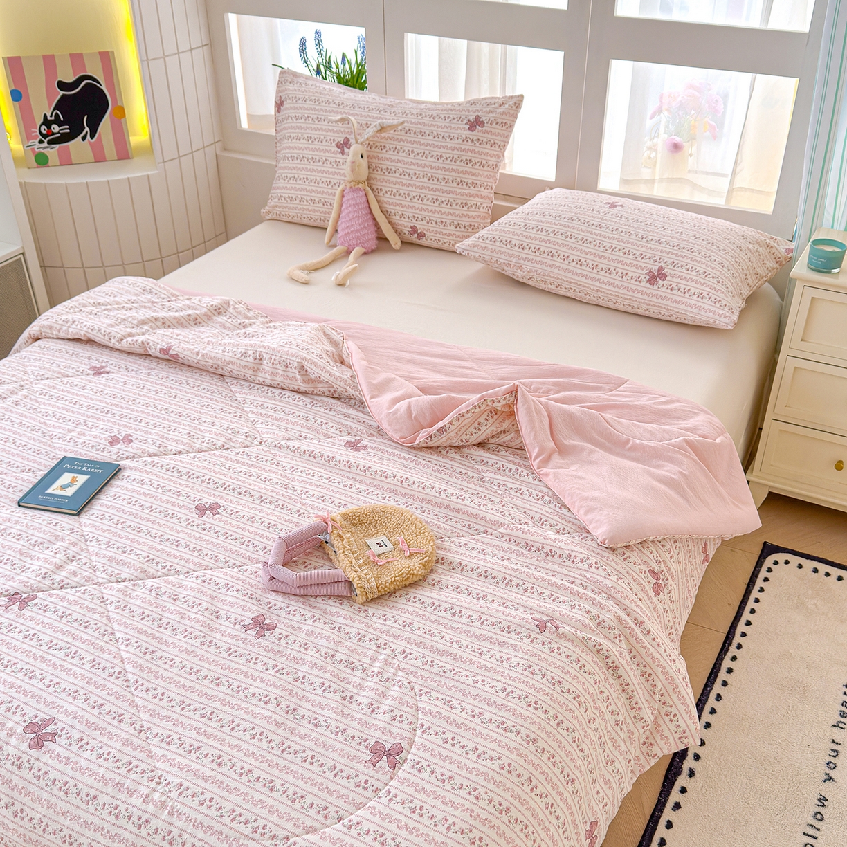 91家纺网 家纺一手货源 找家纺 弗苓家纺 2026新款A类云感有氧双层纱夏被夏凉被 晚香玉