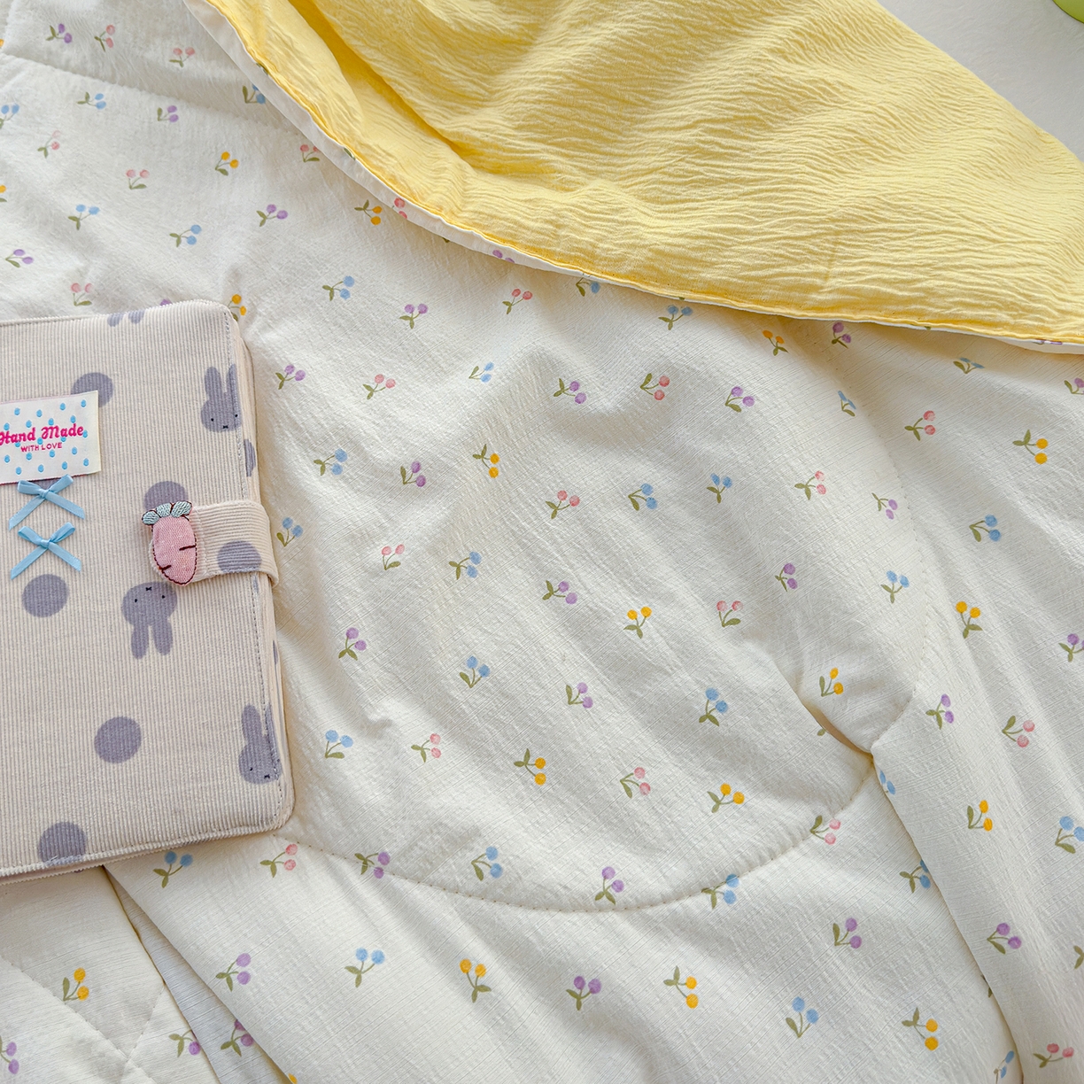 91家纺网 家纺一手货源 找家纺 弗苓家纺 2026新款A类云感有氧双层纱夏被夏凉被 小花野