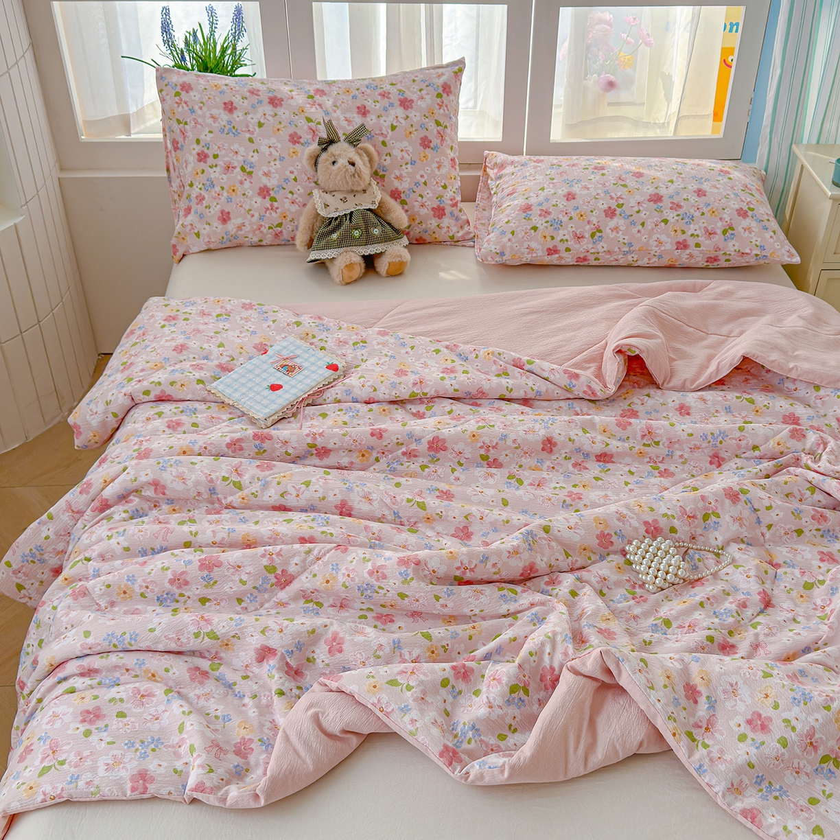 91家纺网 家纺一手货源 找家纺 弗苓家纺 2026新款A类云感有氧双层纱夏被夏凉被 云水谣