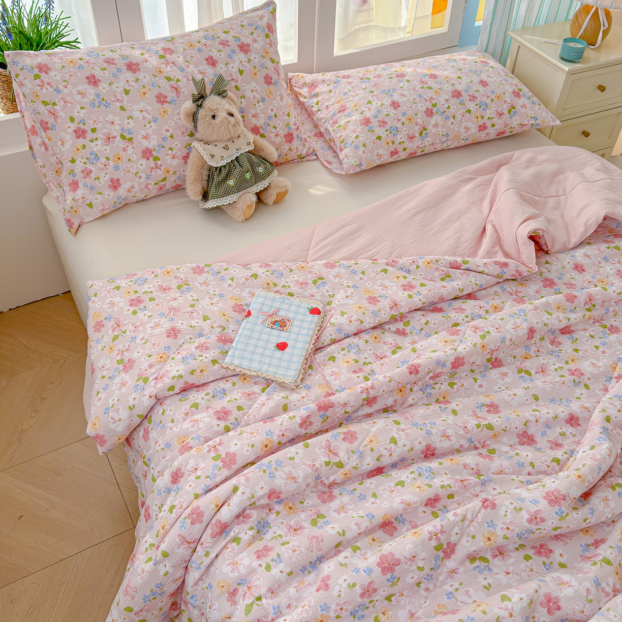 91家纺网 家纺一手货源 找家纺 弗苓家纺 2026新款A类云感有氧双层纱夏被夏凉被 云水谣