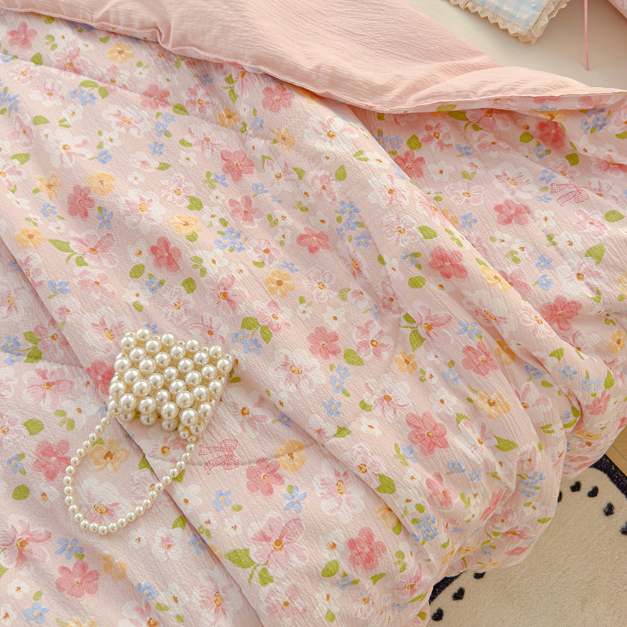 91家纺网 家纺一手货源 找家纺 弗苓家纺 2026新款A类云感有氧双层纱夏被夏凉被 云水谣