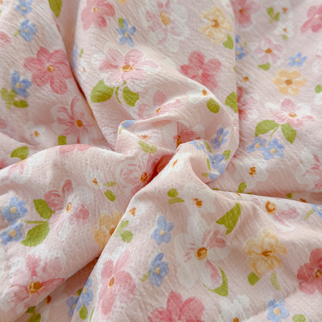 91家纺网 家纺一手货源 找家纺 弗苓家纺 2026新款A类云感有氧双层纱夏被夏凉被 云水谣