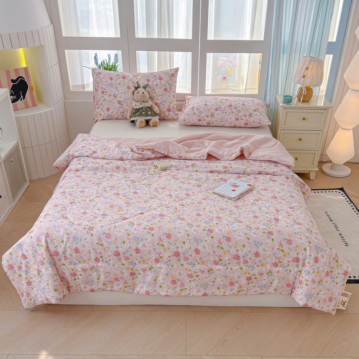 91家纺网 家纺一手货源 找家纺 弗苓家纺 2026新款A类云感有氧双层纱夏被夏凉被 云水谣