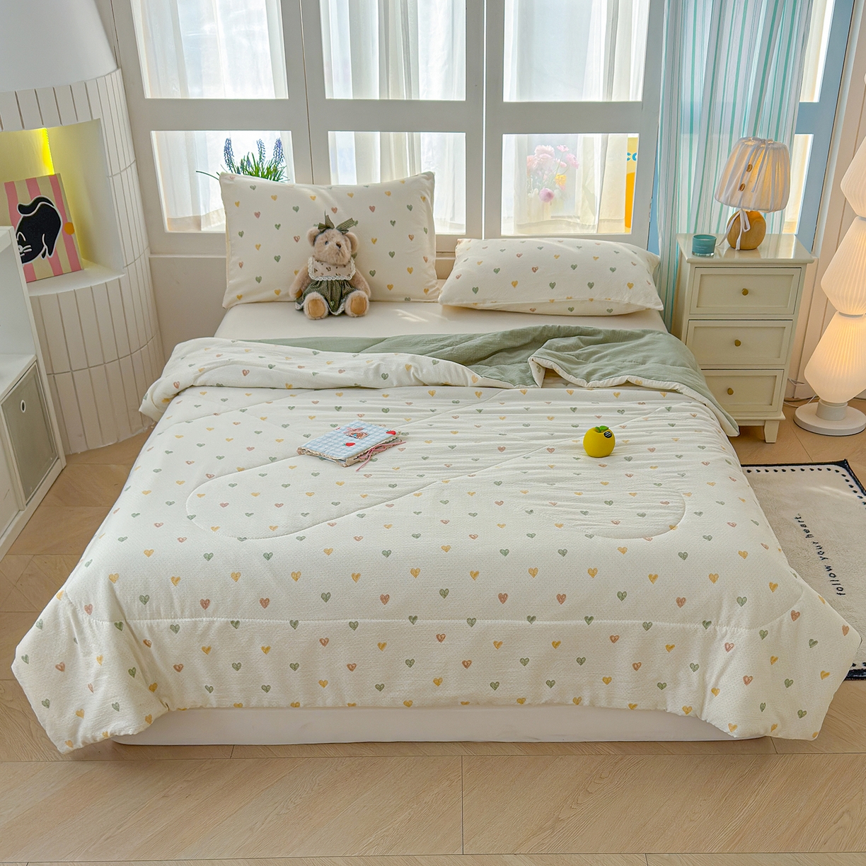 91家纺网 家纺一手货源 找家纺 弗苓家纺 2026新款A类云感有氧双层纱夏被夏凉被 心动