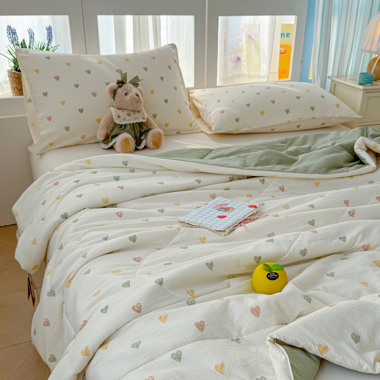 91家纺网 家纺一手货源 找家纺 弗苓家纺 2026新款A类云感有氧双层纱夏被夏凉被 心动