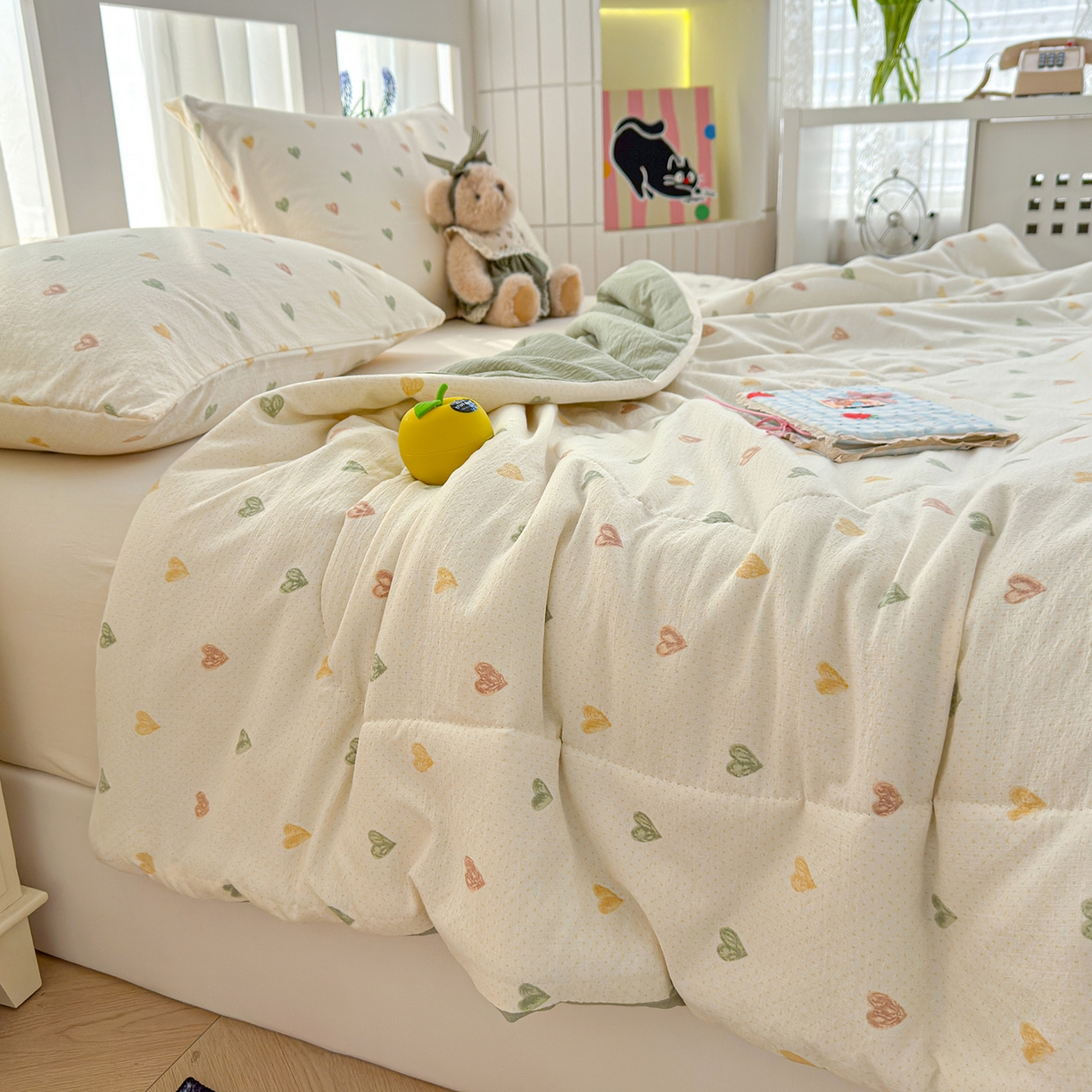 91家纺网 家纺一手货源 找家纺 弗苓家纺 2026新款A类云感有氧双层纱夏被夏凉被 心动